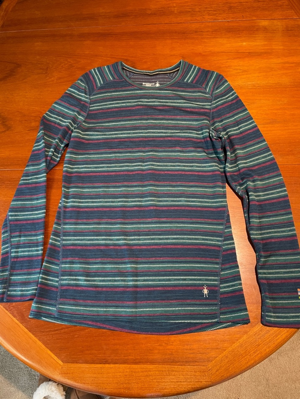 Smartwool Merino 250 long sleeve colorful striped base layer shirt size XL